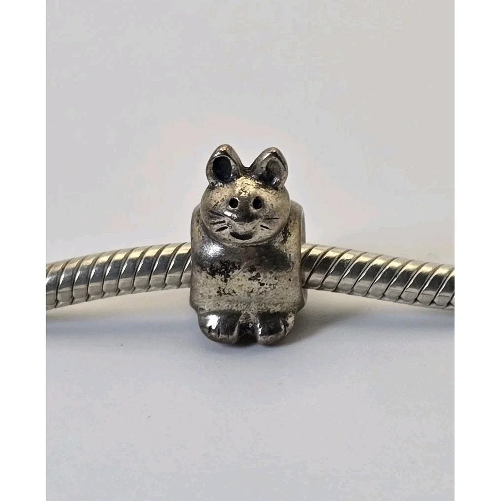 Pandora Cat Charm 925 ALE Sterling Silver Kitty Bead Animal Cute Retired